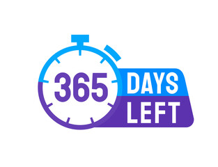 365 Days Left labels on white background. Days Left icon