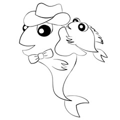 Fish in the image of a Cowboy in black and white