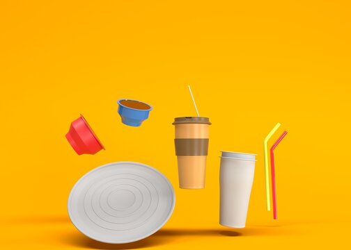 Objetos de pl&aacute;stico desechables de un solo uso