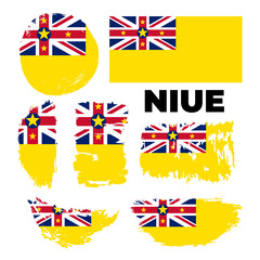 Happy national day of Niue with watercolor grunge brush flag background