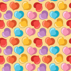 Seamless vector pattern with little colors heart