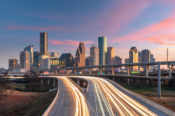 Fototapeta na wymiar Houston, Texas, USA Downtown Skyline over the Highways