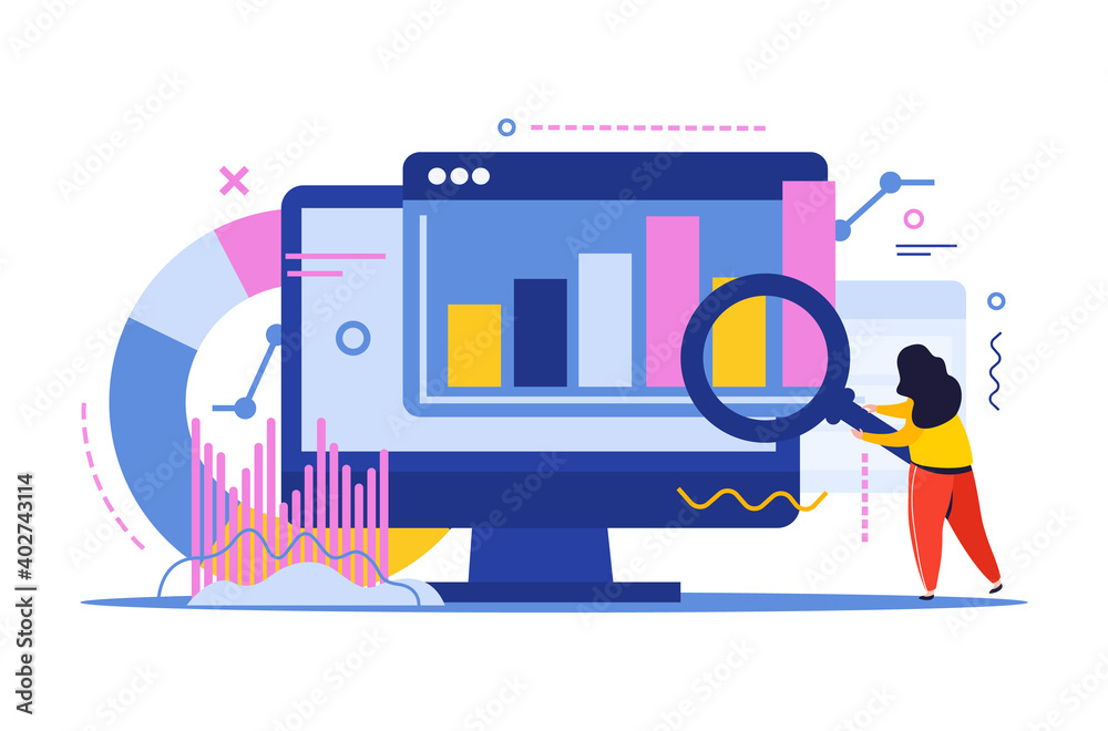 Wall mural statistics computer window composition