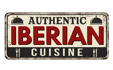 Authentic iberian cuisine vintage rusty metal sign