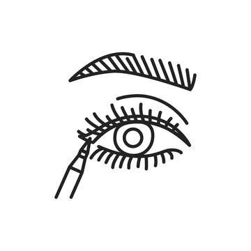 eye applying eyeliner black line art clip art preview