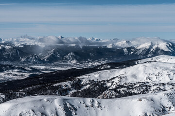Colorado Rocky Mountains covered in Winter snow.  Mt. Cupid, Loveland Pass