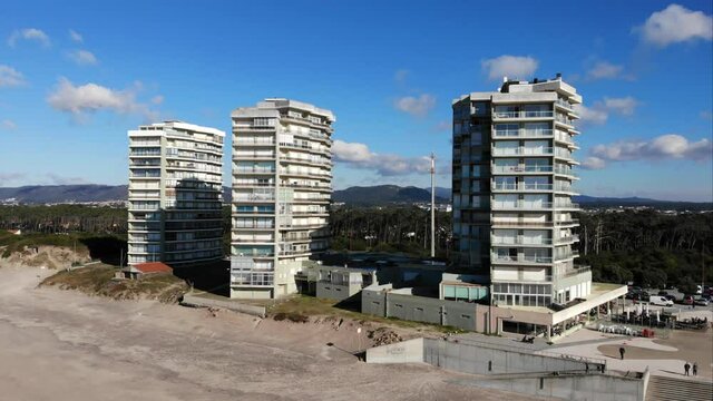 DRONE AERIAL FOOTAGE: The infamous &ldquo;Towers of Ofir,&rdquo; three apartment blocks, fourteen- stories high, built in the 1970s and clearly demarcated far and wide, as the only towers in a large radius. 