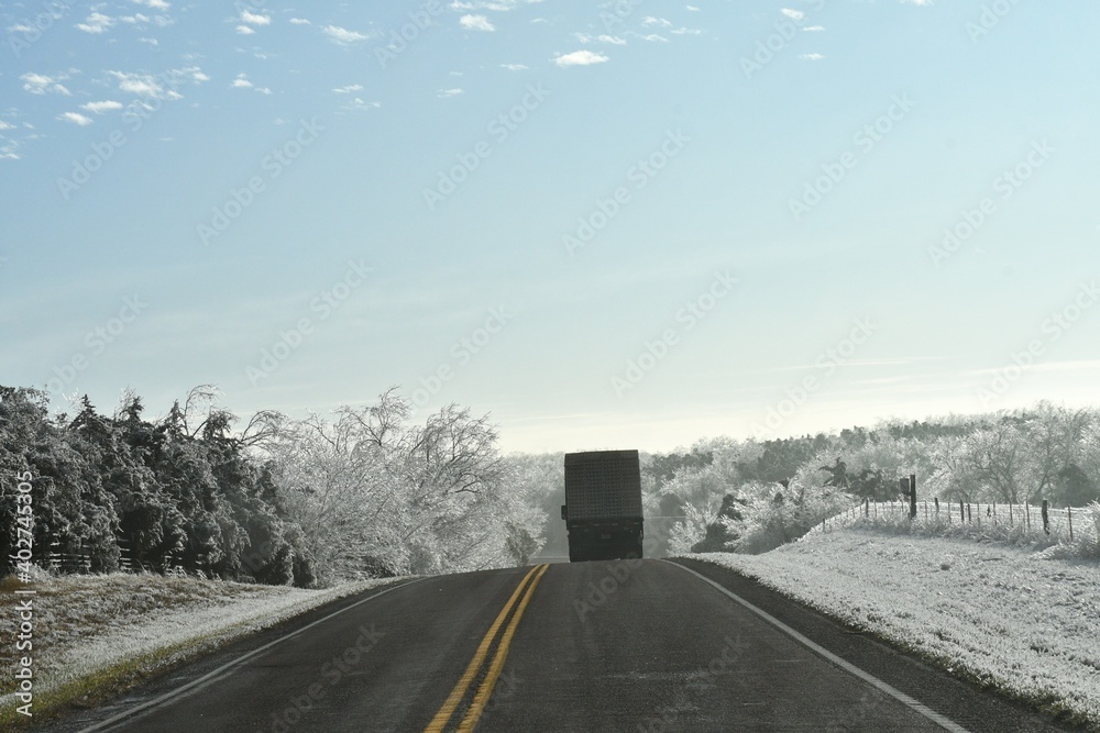 Poster snowy highway