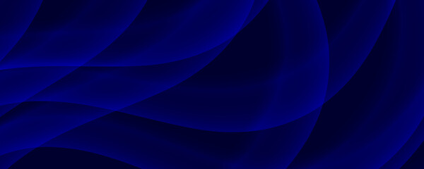 Dark navy blue abstract presentation background with geometric 3D triangles and light leaks. Dark blue energy light abstract wave background