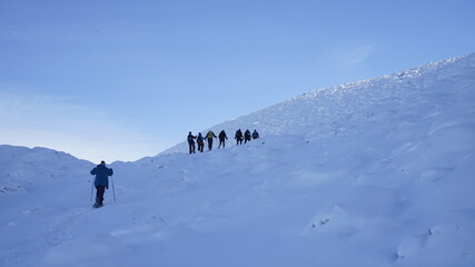Fototapeta na wymiar mountain route with snow