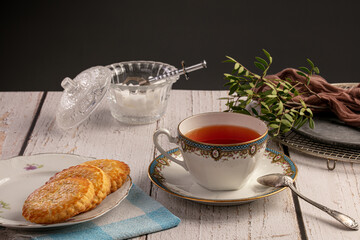 Cup of tea with biscuits