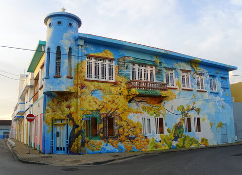 Willemstad, Curacao - November 16, 2018 - A painted building in the city