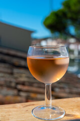 Drinking of local rose wine in summer Provence, France