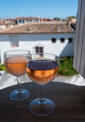 Drinking of local rose wine in summer Provence, France