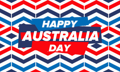 Australia Day. National happy holiday, celebrated annual in January 26. Australian patriotic elements. Kangaroo silhouette. Poster, card, banner and background. Vector illustration