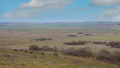 Obraz premium a winter scenic view NNE towards Collingbourne Ducis from Sidbury Hill, Wiltshire