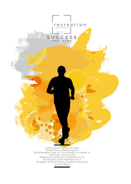 Marathon running race. Minimal poster design. Vector illustration. Graphic concept running.