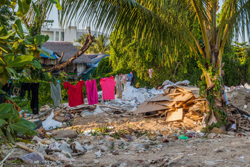 Clothes lane on the garbage dump on Boracay island, Philippines