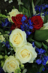 Wedding flowers in red, white and blue