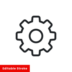 Settings gear line icon for web template and app. Editable stroke vector illustration design on white background. EPS 10