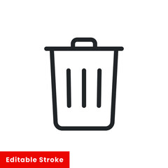 Trash line icon for web template and app. Editable stroke vector illustration design on white background. EPS 10