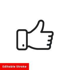 Like thumb line icon for web template and app. Editable stroke vector illustration design on white background. EPS 10