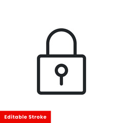 Close padlock line icon for web template and app. Editable stroke vector illustration design on white background. EPS 10