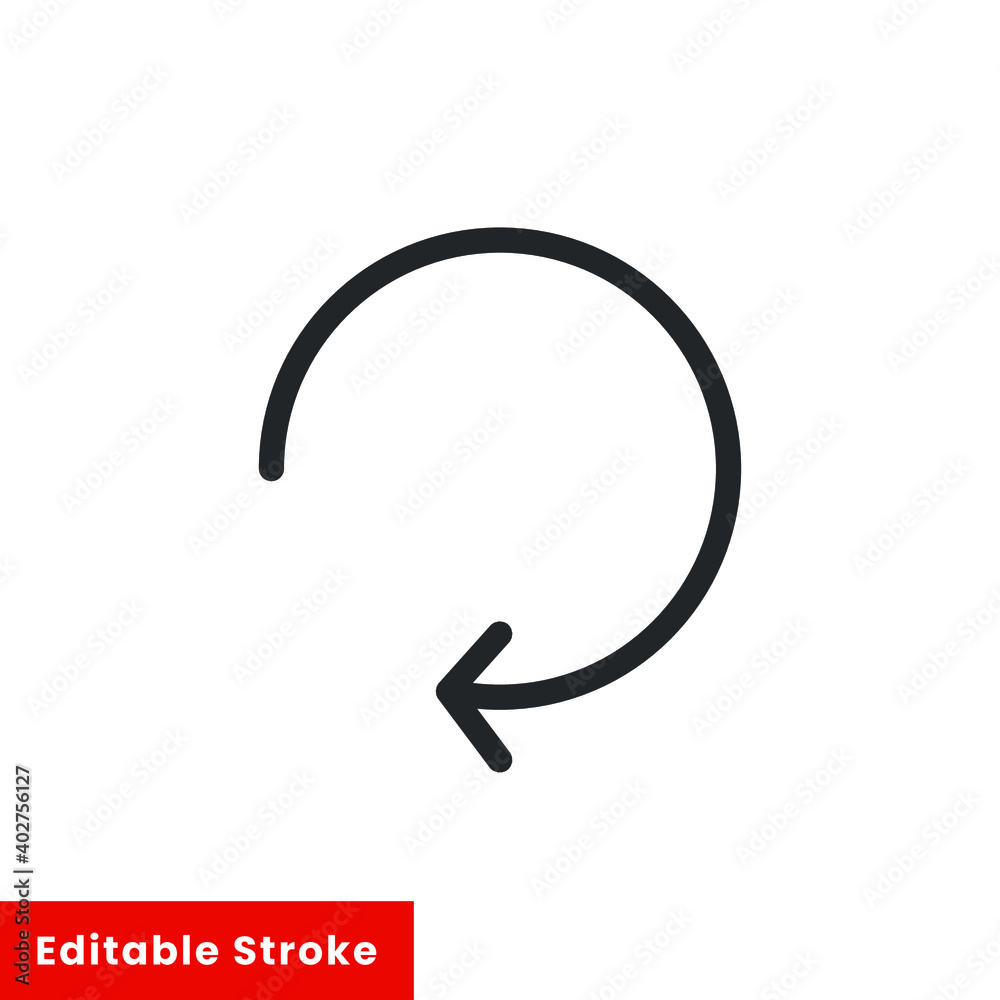 Poster reload arrow line icon for web template and app. editable stroke vector illustration design on white