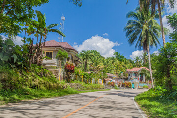 Road through a small village on Bohol island, Philippines