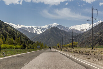 Road M34 in Turkestan mountain Range in Tajikistan