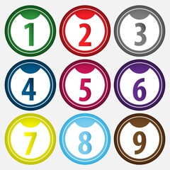set of buttons with numbers, Number Flat Design, Number Set vector illustration.	