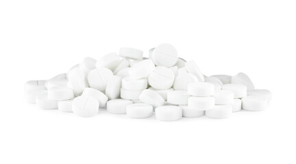 Fototapeta na wymiar Pile of pills on white background. Medical treatment