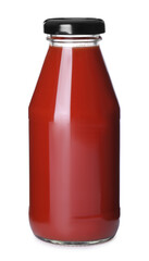 Bottle with tomato juice isolated on white