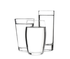 Glasses of pure water isolated on white