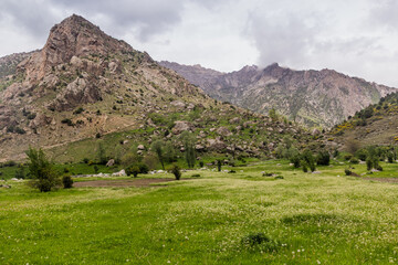 Fototapeta na wymiar Urech valley near Artush village in Fann mountains, Tajikistan