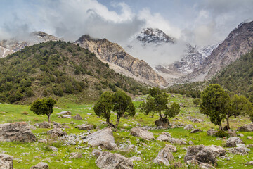 Fototapeta na wymiar Wild landscape of Fann mountains, Tajikistan