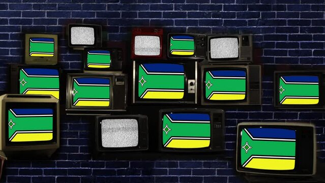 Flag of Amapa, Brazil, and Vintage Televisions. 