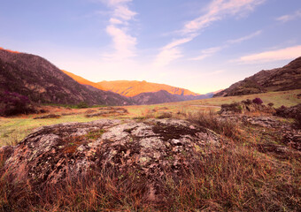 Altai mountain valley under the blue sky