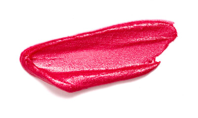 Single Smear of Lipstick and Lip Gloss Swatch on a White Background