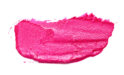 Single Smear of Lipstick and Lip Gloss Swatch on a White Background