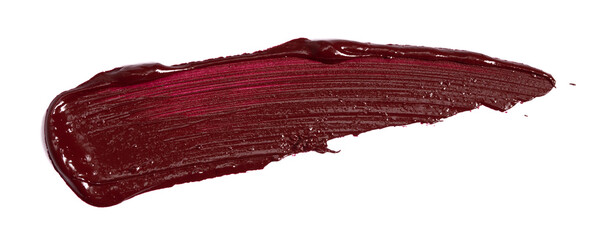 Single Smear of Lipstick and Lip Gloss Swatch on a White Background