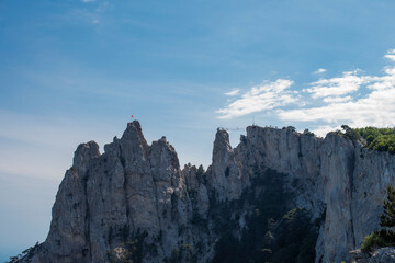 View of Ai-Petri mountain during the day, Crimea, cable car