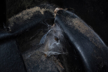 Nearly Empty Old, Black Garbage Can