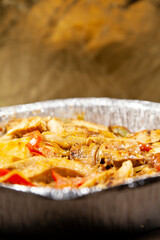 Shredded Chicken, Bell Peppers, and Grilled Onion