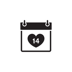 Valentines day calendar icon isolated on white background