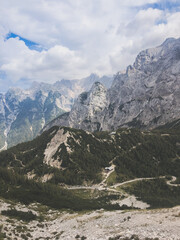 .Hiking in late summer and autumn close to mountain pass. Kranjska Gora, Slovenia, Julian Alps,...