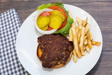 Well-Done Burger and Fries