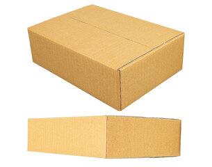 Closed Brown cardboard box isolated on white