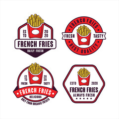 French Fries badge design logo collection