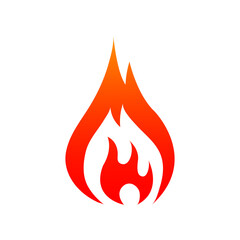 Flaming fire isolated icon. Vector burning bonfire or campfire, hot ignite symbol